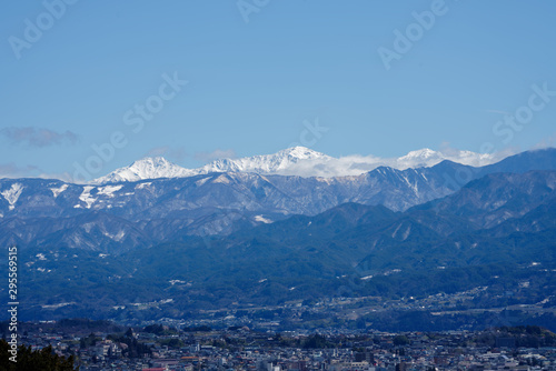 Snowy mountains with cloud and sky