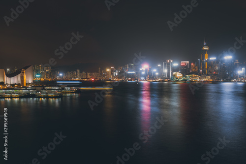 Hong Kong cityscape at night. View From Victoria Harbour © YiuCheung