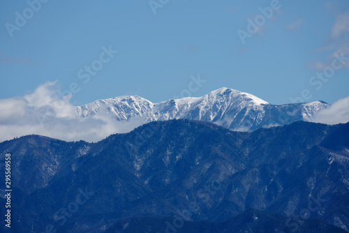 Snowy mountains with cloud and sky