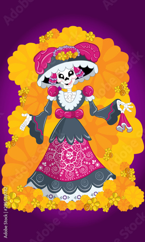 Traditional Mexican Catrina, death's day