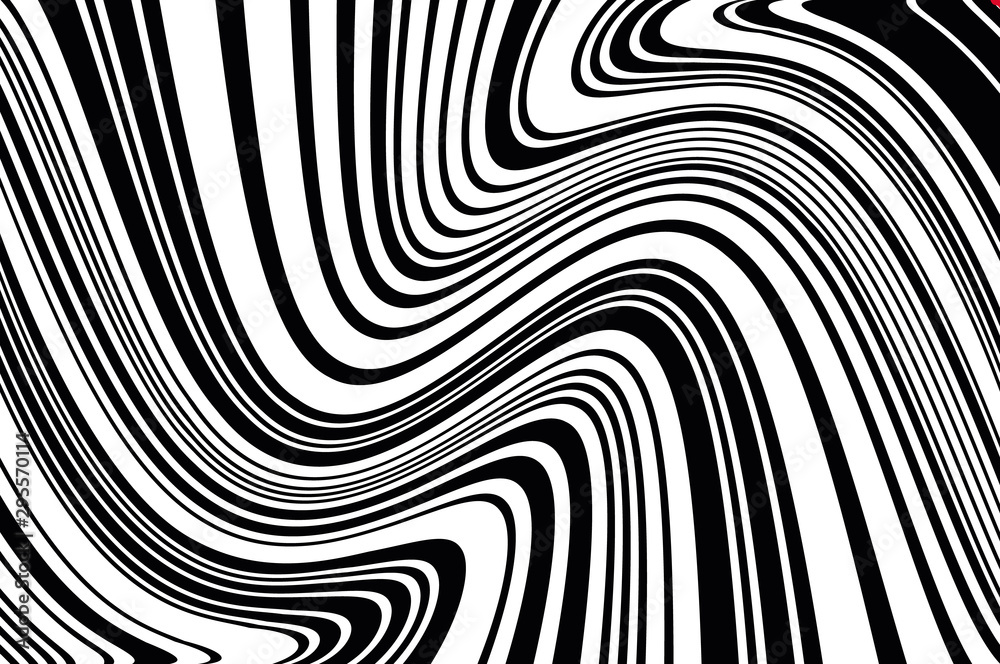Digital image with a psychedelic stripes. Wave design black and white. Vector illustration Digital image with a psychedelic stripes. Wave design black and white. Vector illustration