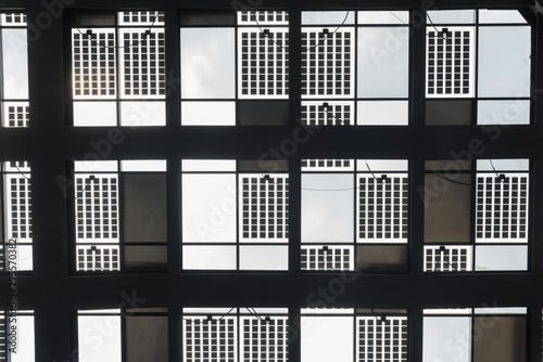 Solar panels on indoor roof glass skylight frame