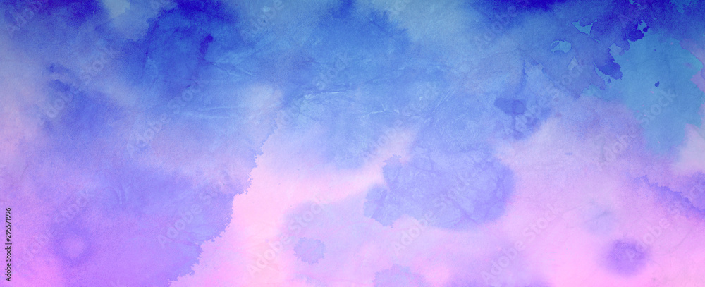 blue and purple pink watercolor background painting in soft colors on old crumpled paper texture design, elegant abstract  watercolor paint illustration