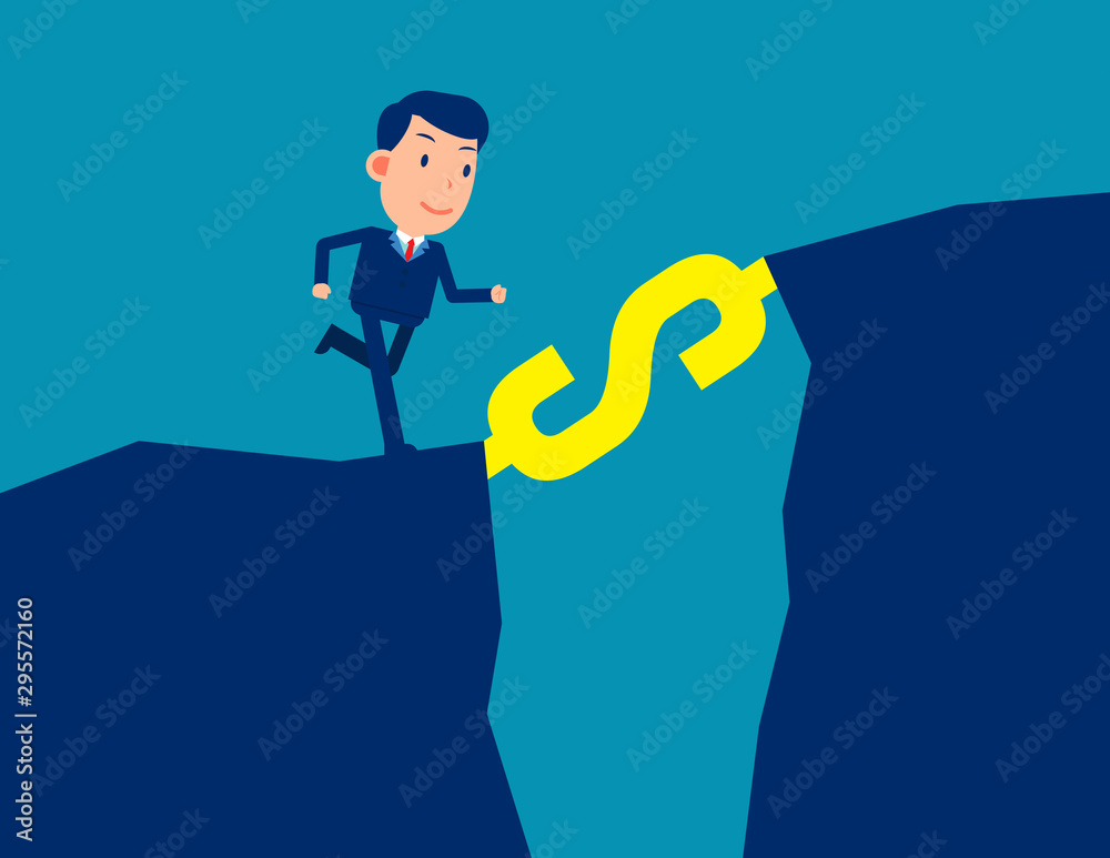 Man in office clothes running up the stairs made of dollar sign. Finance cial career ladder concept. Flat cartoon vector illustration design Man in office clothes running up the stairs made of dollar sign. Finance cial career ladder concept. Flat cartoon vector illustration design