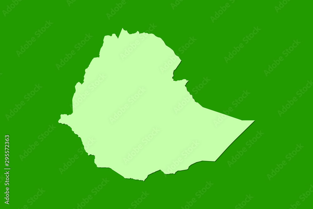 Ethiopia vector map with single land area using green color on dark background illustration