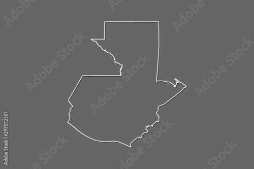 Guatemala vector map with single border line boundary using white color on dark background illustration