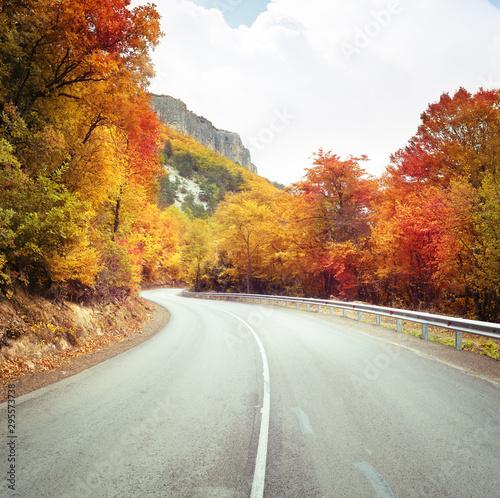 Autumn road in mountain.