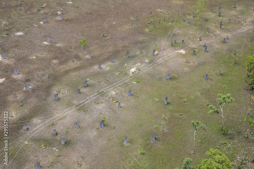 Aerial view of Magnetic Termite Mounds in Litchfield National Park