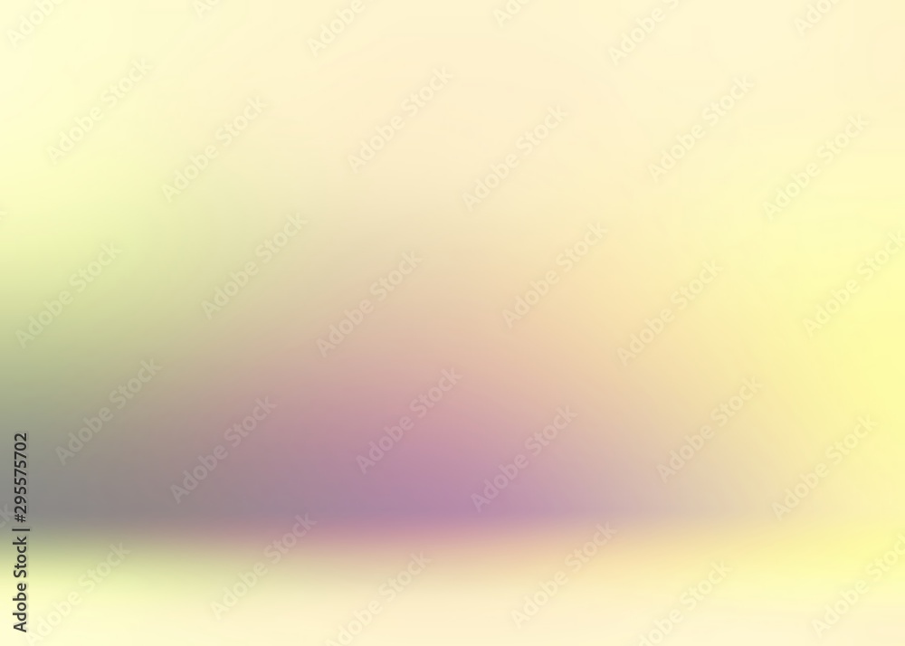 3d studio yellow lilac green blurred background. Light paint texture of wall and floor.