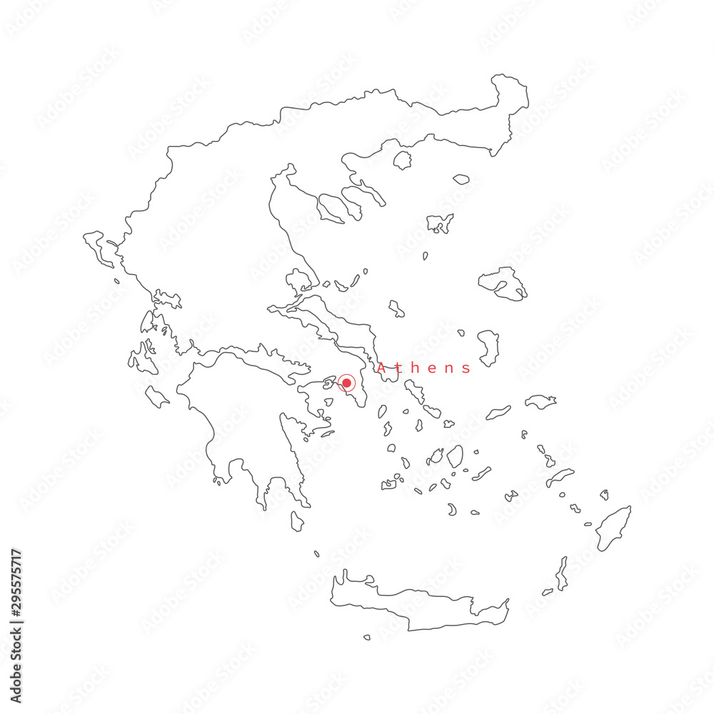 Vector illustration of Greece map with capital city Athens.