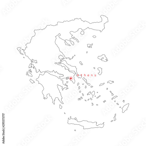 Vector illustration of Greece map with capital city Athens.