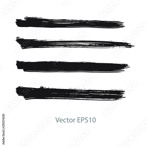 brush strokes watercolor background. Vector black paint