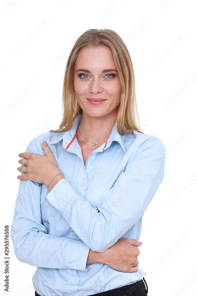 Blonde business woman portrait isolated Blonde business woman portrait isolated