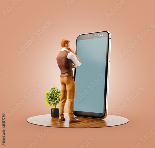 Unusual 3d illustration smart phone application