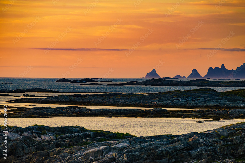 Seascape at evening on Andoya, Norway