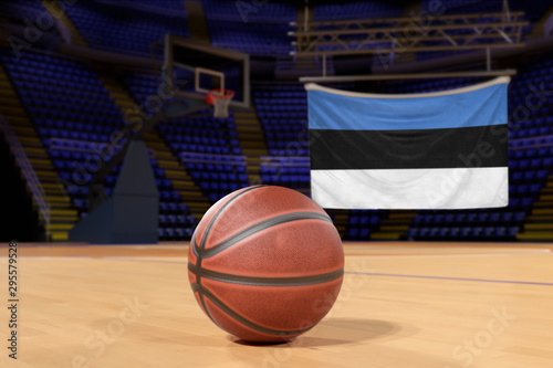 Estonia flag and basketball on Court Floor © Derek Brumby