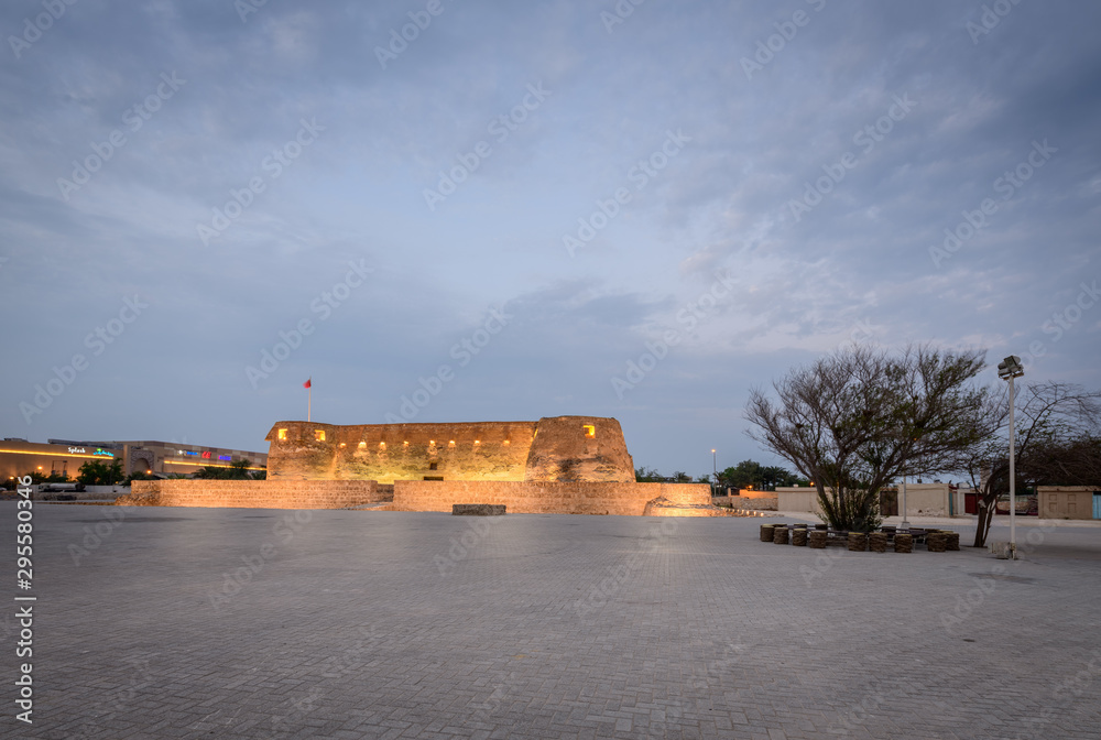 A view of Bahrain's Arad Fort after sunset.
