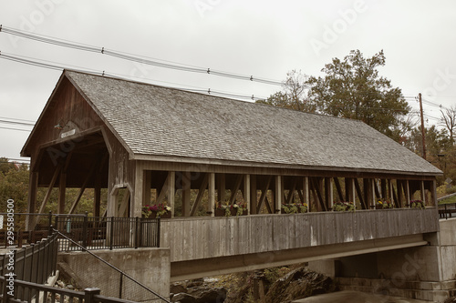 Wallpaper Mural Quechee Covered Bridge overlooking Ottauquechee River Falls in the New England town of Quechee, Vermont Torontodigital.ca