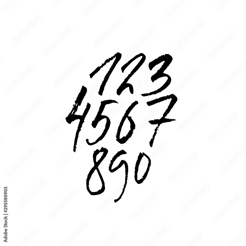 Set of grunge handdrawn numbers. Modern dry brush lettering. Vector illustration. Set of grunge handdrawn numbers. Modern dry brush lettering. Vector illustration.