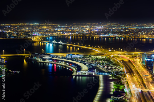Aerial view of Bahrain skyline and newly constructed areas in Manama, Bahrain