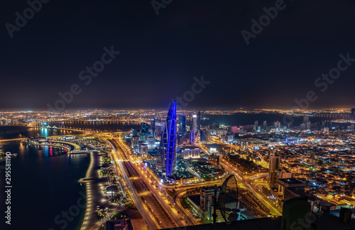 Aerial view of Bahrain skyline and newly constructed areas in Manama, Bahrain © Preju