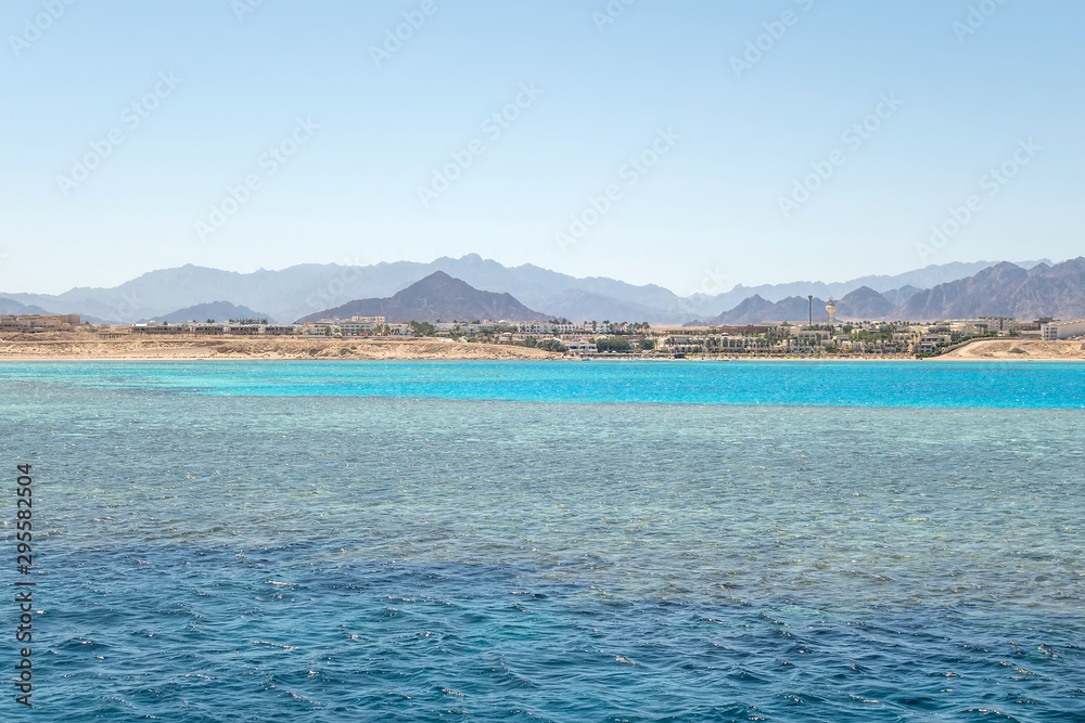 Red sea Tiran island Bay Akaba mountain landscape Egypt