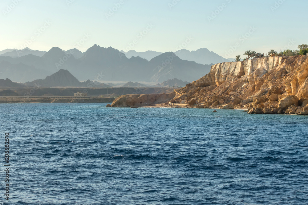 Red sea Sinai mountains sea panoramic landscape Sharm El Sheikh in Egypt