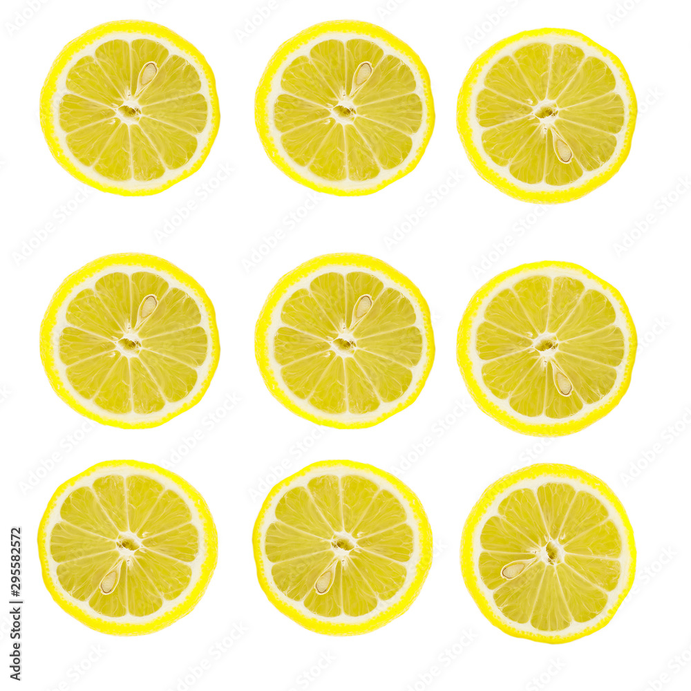 lemon set top cut slice Isolated object