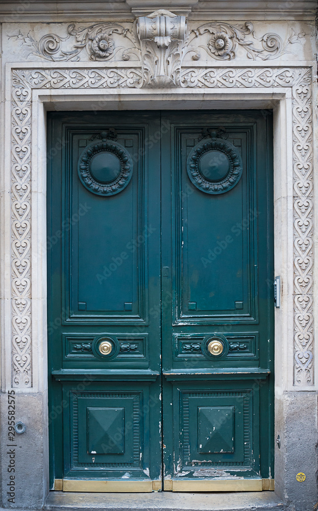 Vintag green blue door, vertical picture