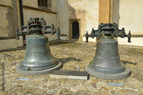 Bells next to the church in Krynica Zdroj Bartfa in Poland photo