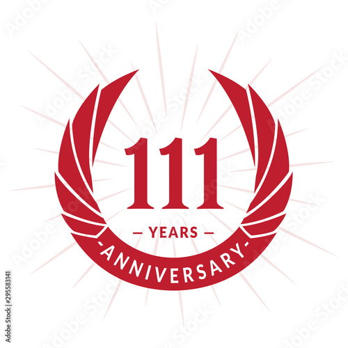 111st years anniversary celebration design. One hundred and eleven years logotype. Vector and illustration.