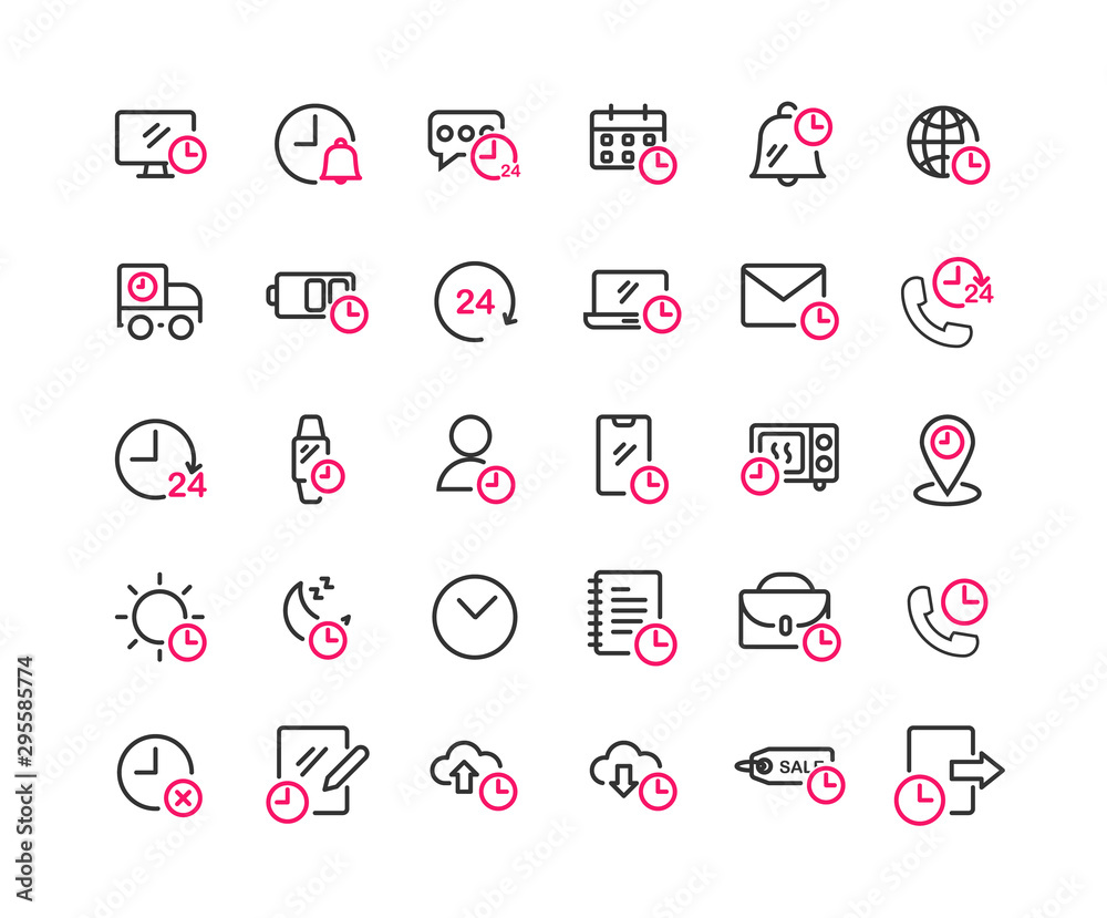 Time outline icon set. Vector and Illustration. Stock Vector | Adobe Stock
