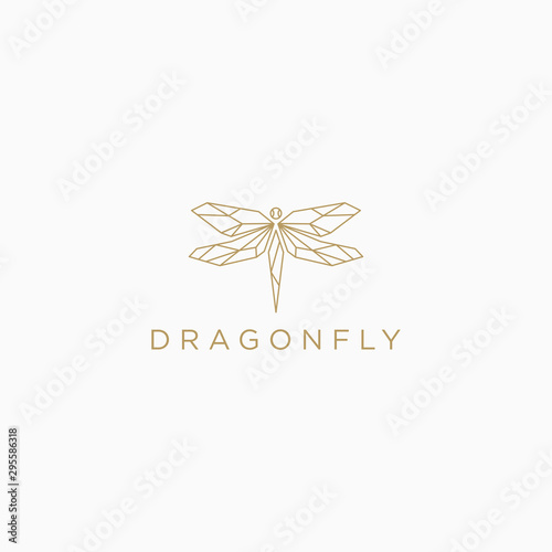Dragonfly Logo Icon Design Template. Line Art, Elegant, Mono line, Luxury Vector Illustration