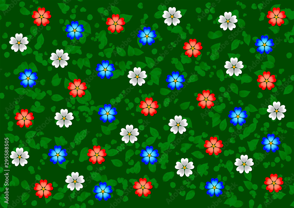 Pré fleuri de fleurs tricolores Pré fleuri de fleurs tricolores