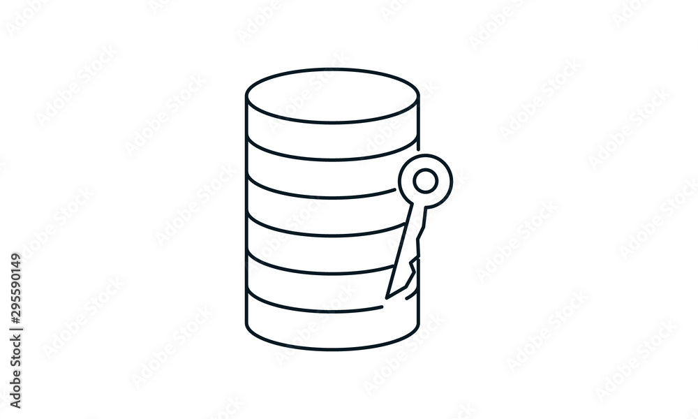 Database security icon for protected data and security features Database security icon for protected data and security features