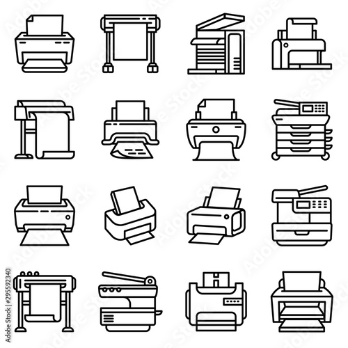 Printer icon. Outline printer vector icon for web design isolated on white background