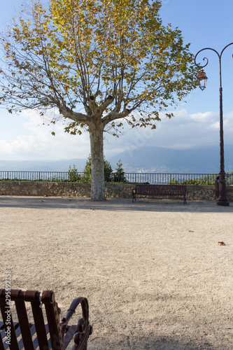 Park bench with a view in Mougins Village