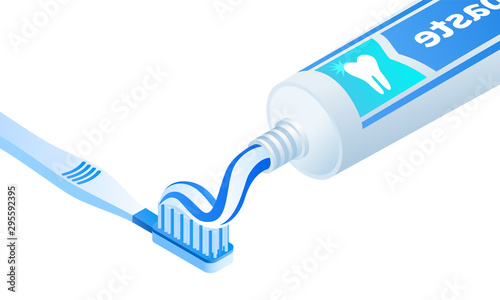 Toothpaste concept banner. Isometric illustration of toothpaste vector concept banner for web design