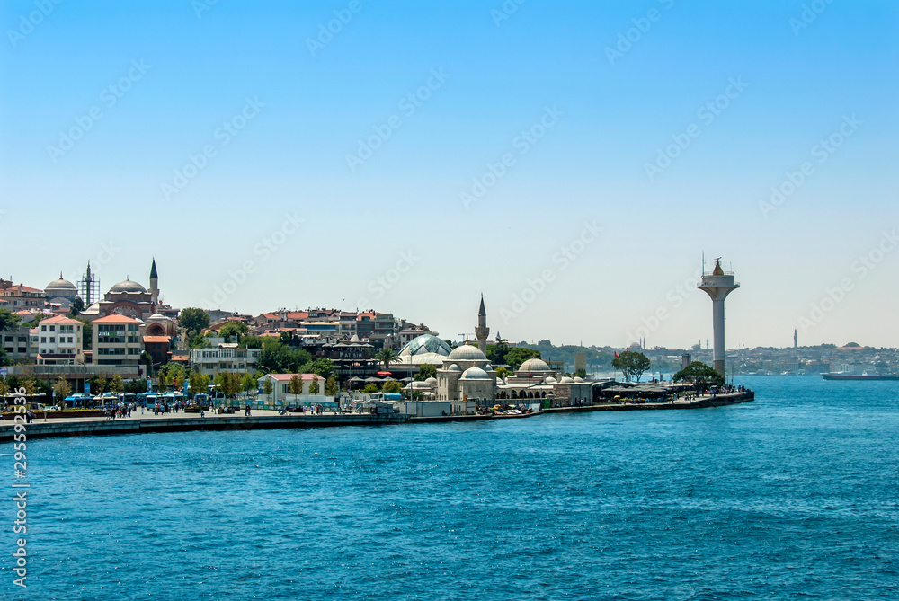 Istanbul, Turkey, 29 June 2019: Uskudar Square and Semsi Pasha Mosque.