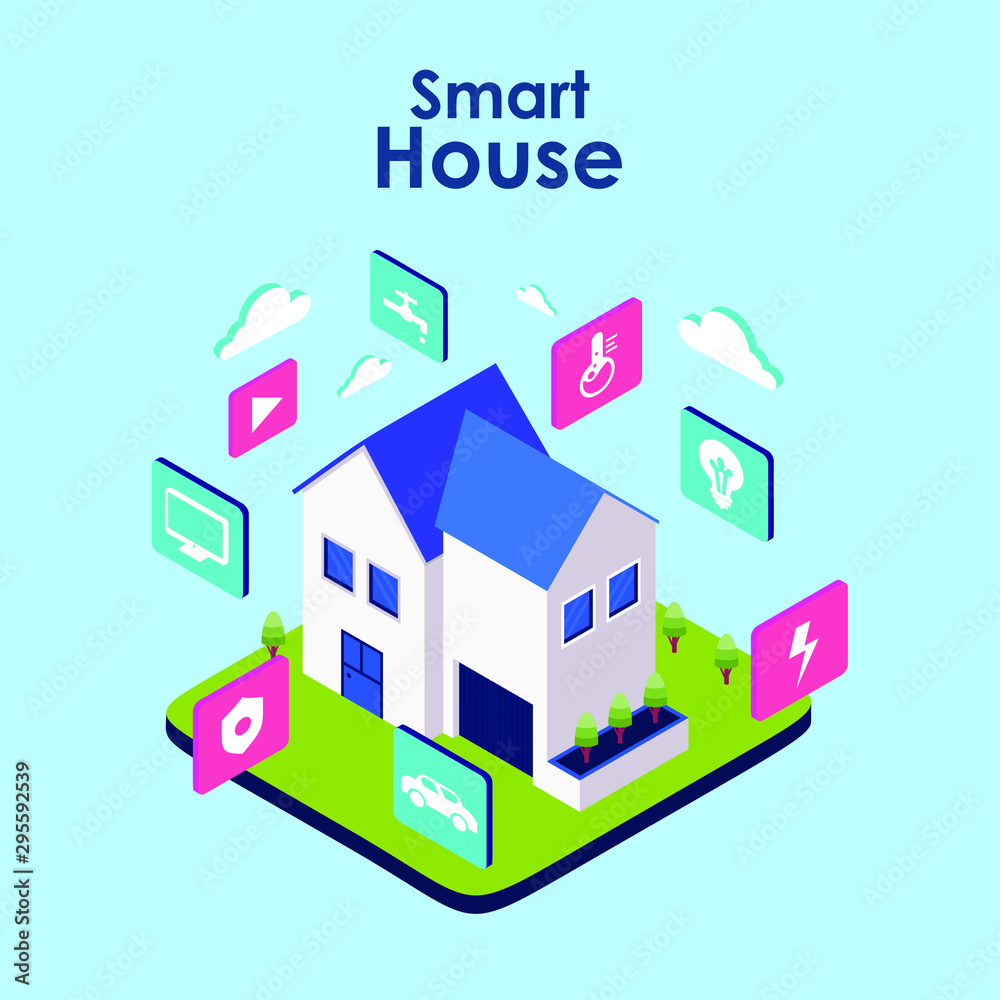Smart home. Concept of house technology system with wireless centralized control Smart home. Concept of house technology system with wireless centralized control