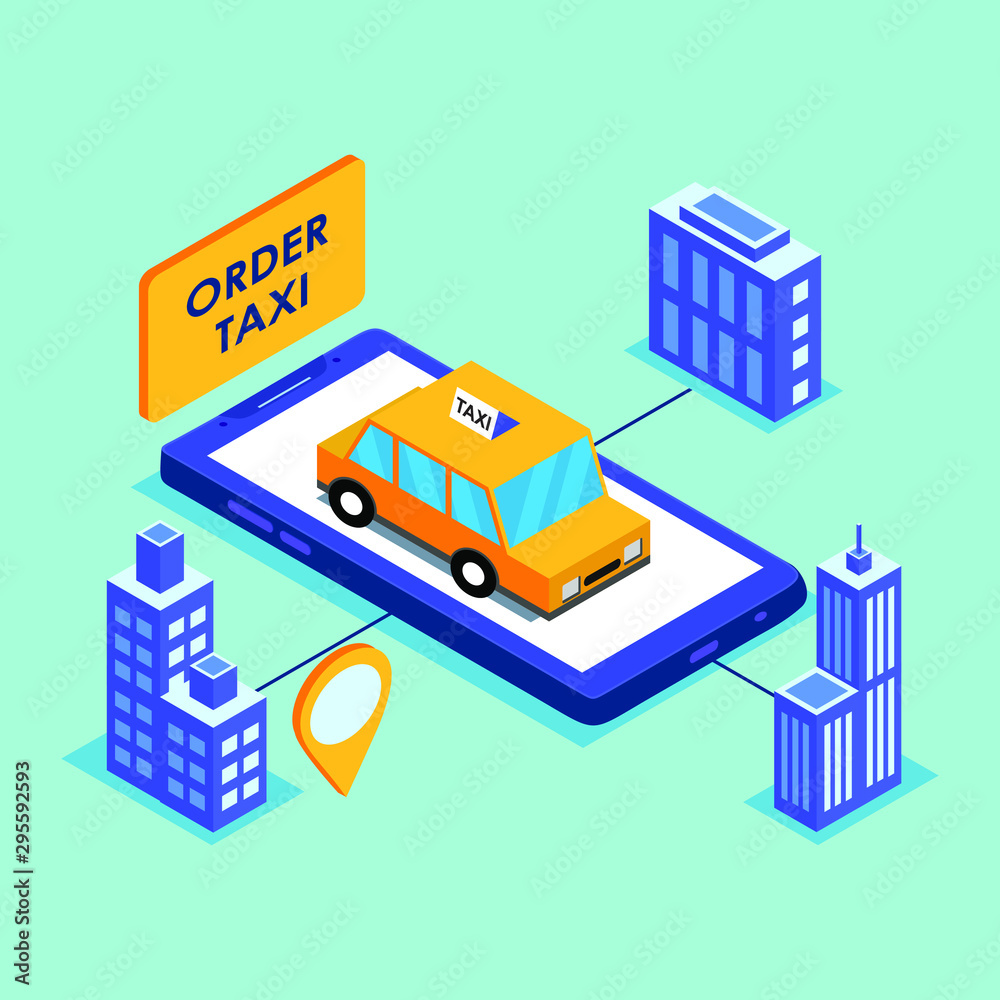 Online mobile taxi order service app concept Online mobile taxi order service app concept