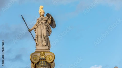 Timelapse video of the statue of the Greek Goddess Athina that give her name to Athens, Greece