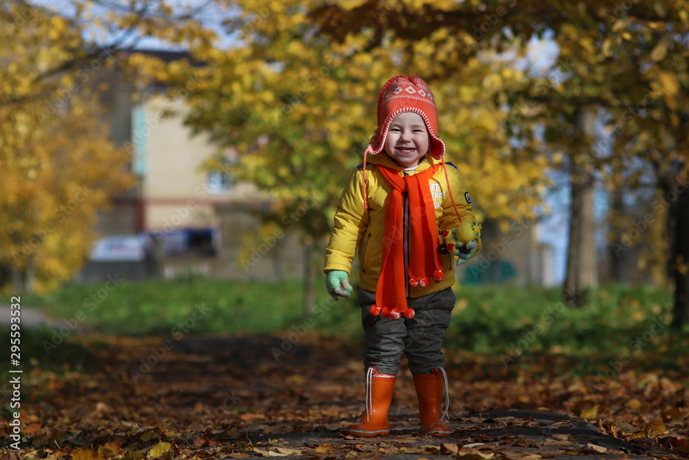 A young kids in a park walk A young kids in a park walk