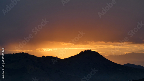 Golden sunrise over hills in Spain