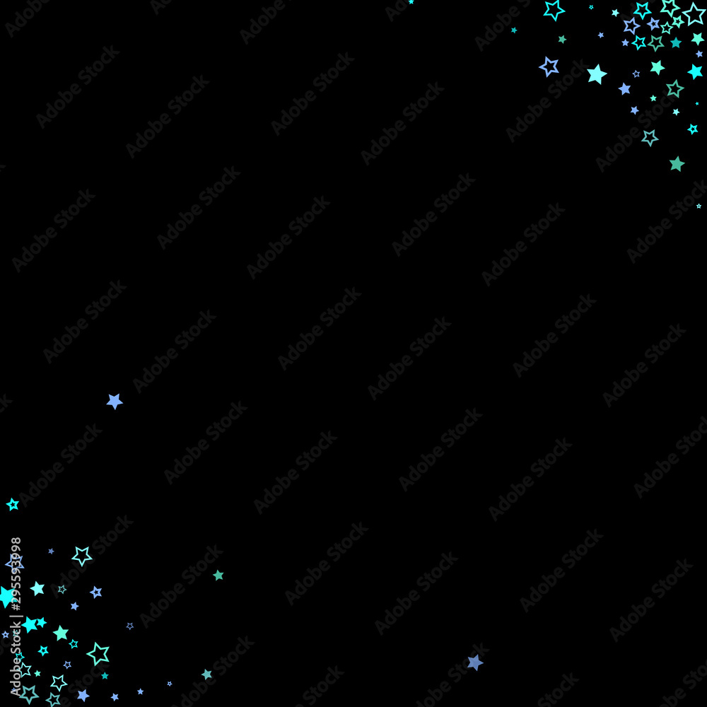 Blue, cyan, turquoise glitter stars, confetti. Blue, cyan, turquoise glitter stars, confetti.