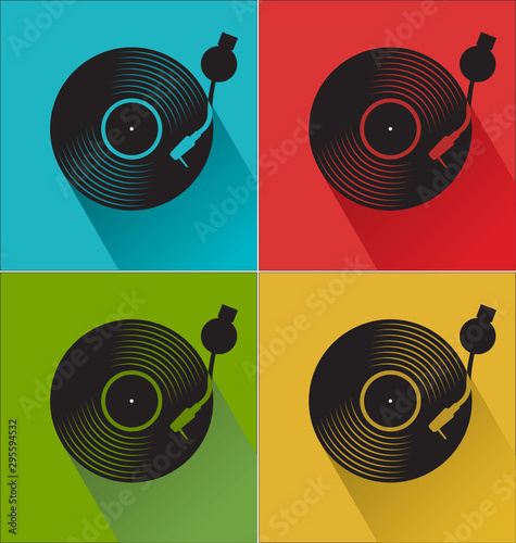 Black vinyl record disc flat concept background
