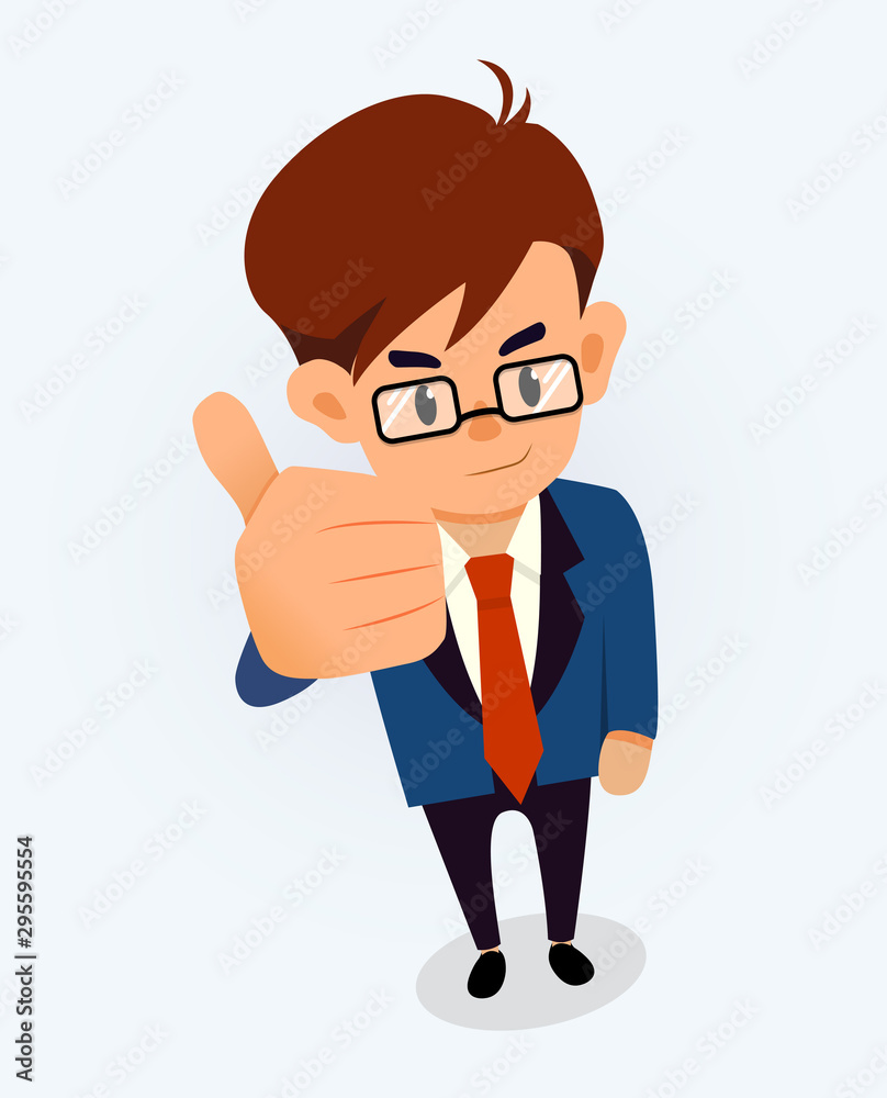 Business Man Male Isolated Flat Design. Vector Success Concept
