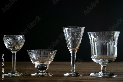 Four vintage glass