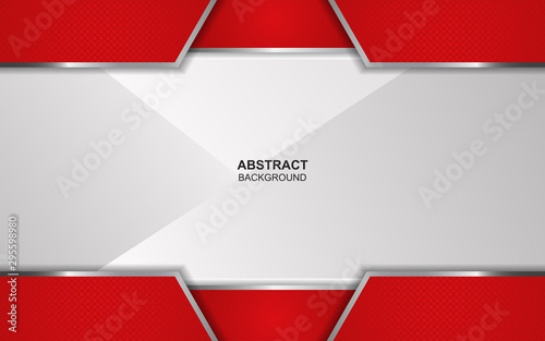 Abstract red and white overlapping layers background a combination with silver texture line decoration. Luxury and premium concept vector design template for use element modern cover, banner, card