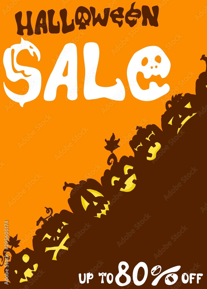 halloween sale poster orange. picture work